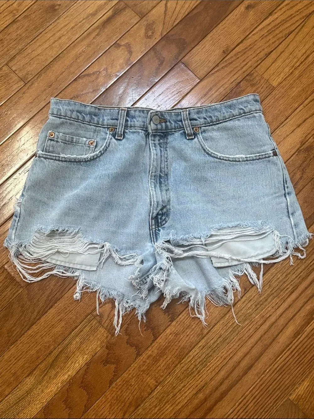 Unisex Levi’s Festival distressed frayed sexy Denim shorts Size 34 ~ Red Tab~